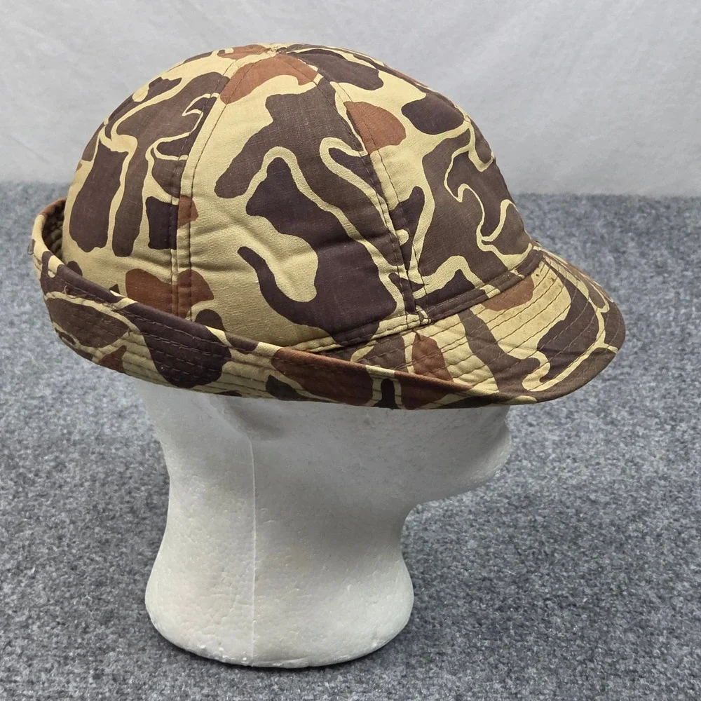 Vintage Duck Hunter Camo Bucket‎ Hat Mens L Brown Frog Skin Fishing Hunting 80s